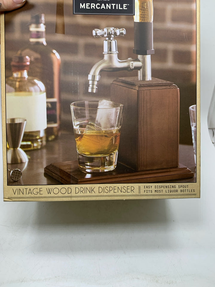 NIB VINTAGE WOOD DRINK DISPENSER EASY DISPENSING SPOUT STUDIO MERCANTILE.