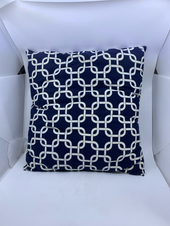 LARGE BLUE PATTERN PILLOW.