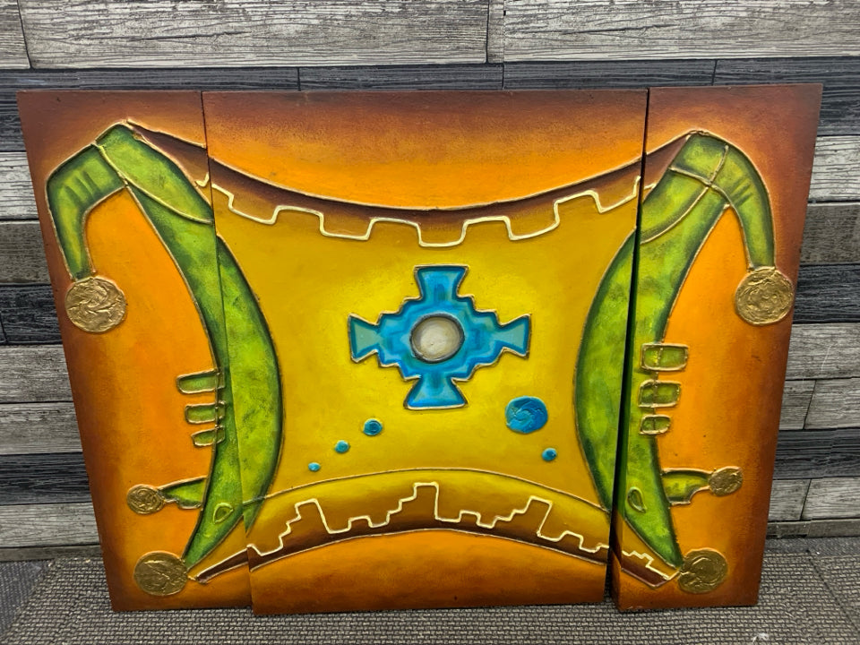 3PC TEXTURED ABSTRACT WALL ART.