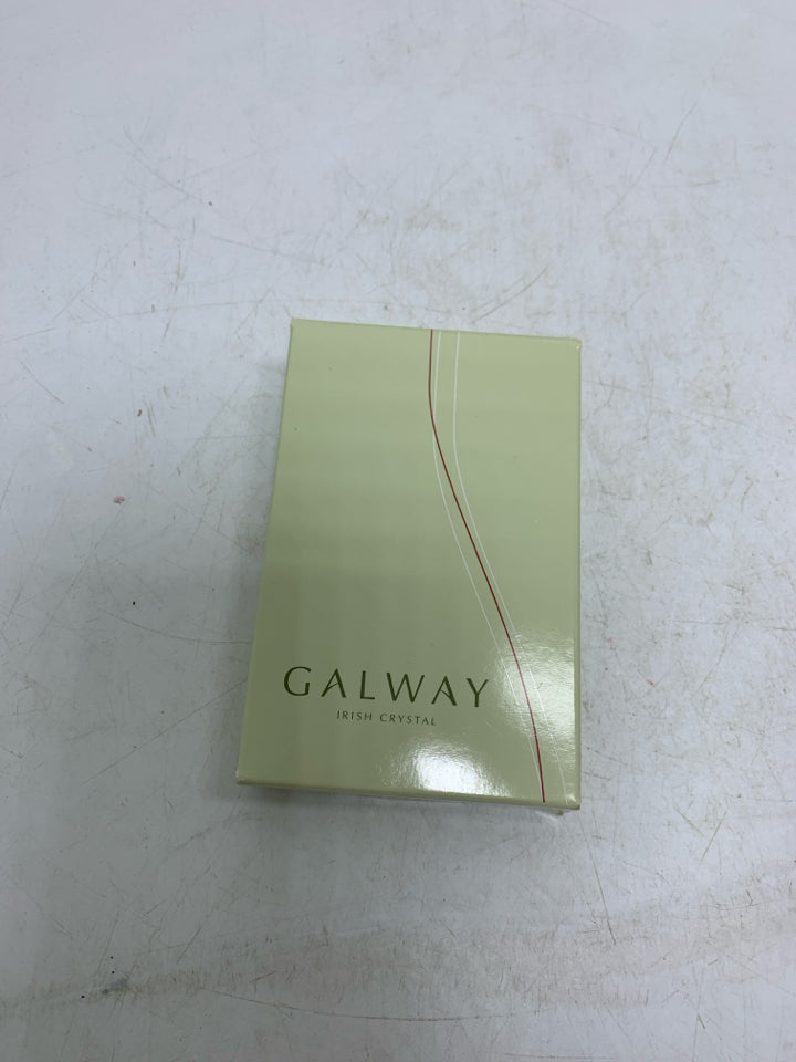 IN BOX GALWAY CRYSTAL ANGEL W/ GREEN SHAMROCK ORNAMENT.