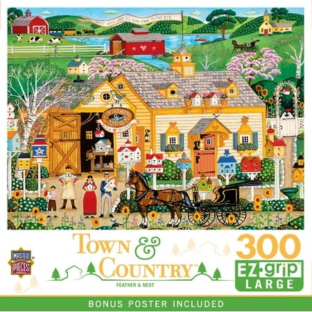 MasterPieces 300 Piece EZ Grip Jigsaw Puzzle - Feather & Nest - Large Pieces for