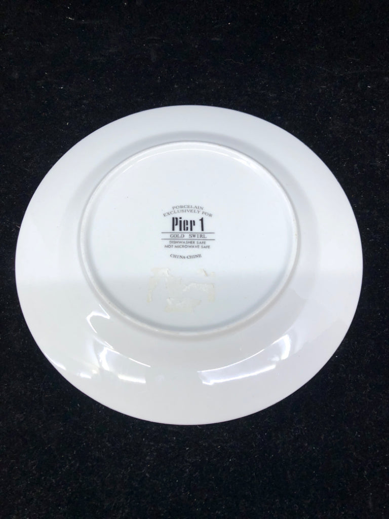 WHITE W/ GOLD SWIRL PIER 1 PLATE.