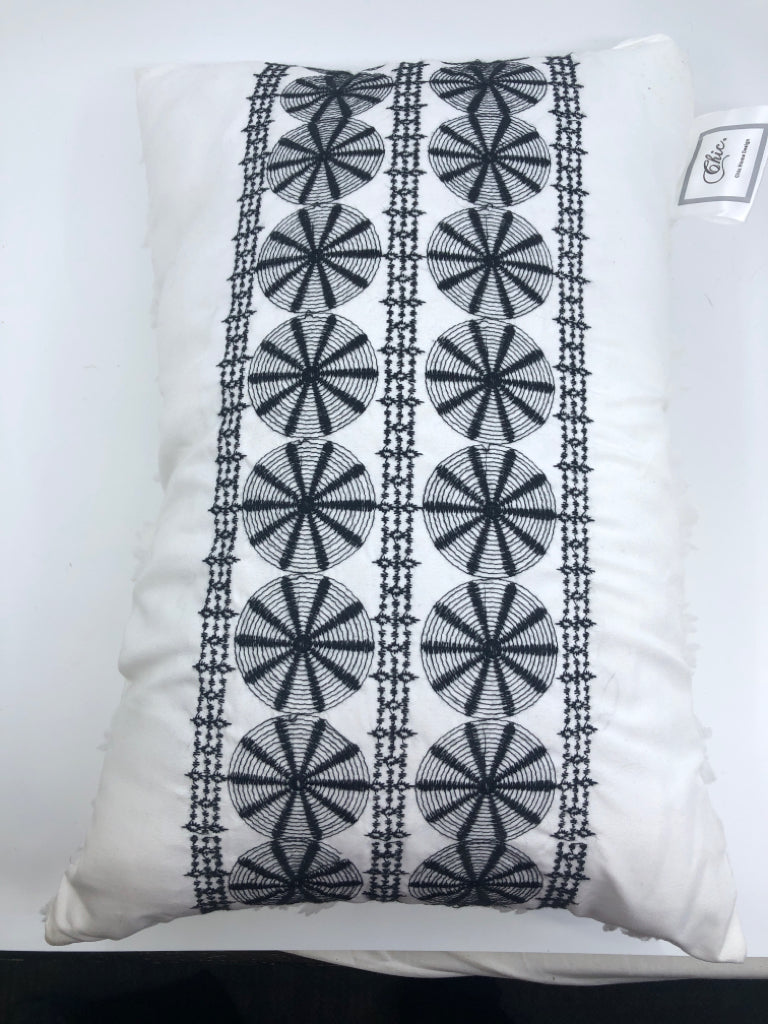 WHITE BLACK PATTERN RECTANGLE PILLOW.