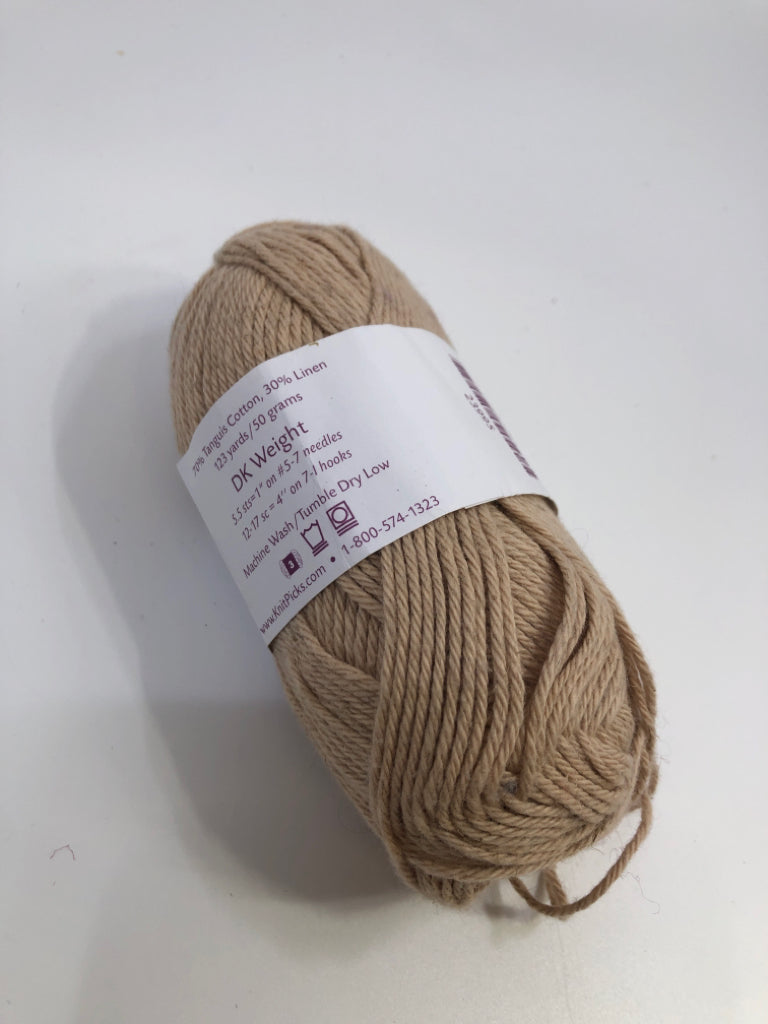 KNITPICKS LINEN TAN YARN.