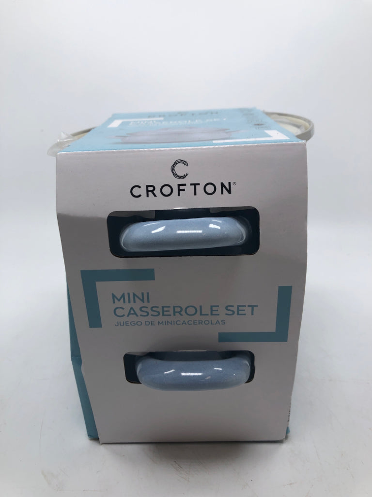 NIP BABY BLUE CROFTON MINI CASSEROLE SET.