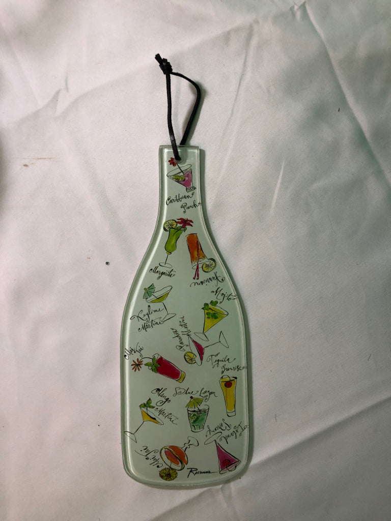 COCKTAILS GLASS WINE BOTTLE CUTTING BOARD.