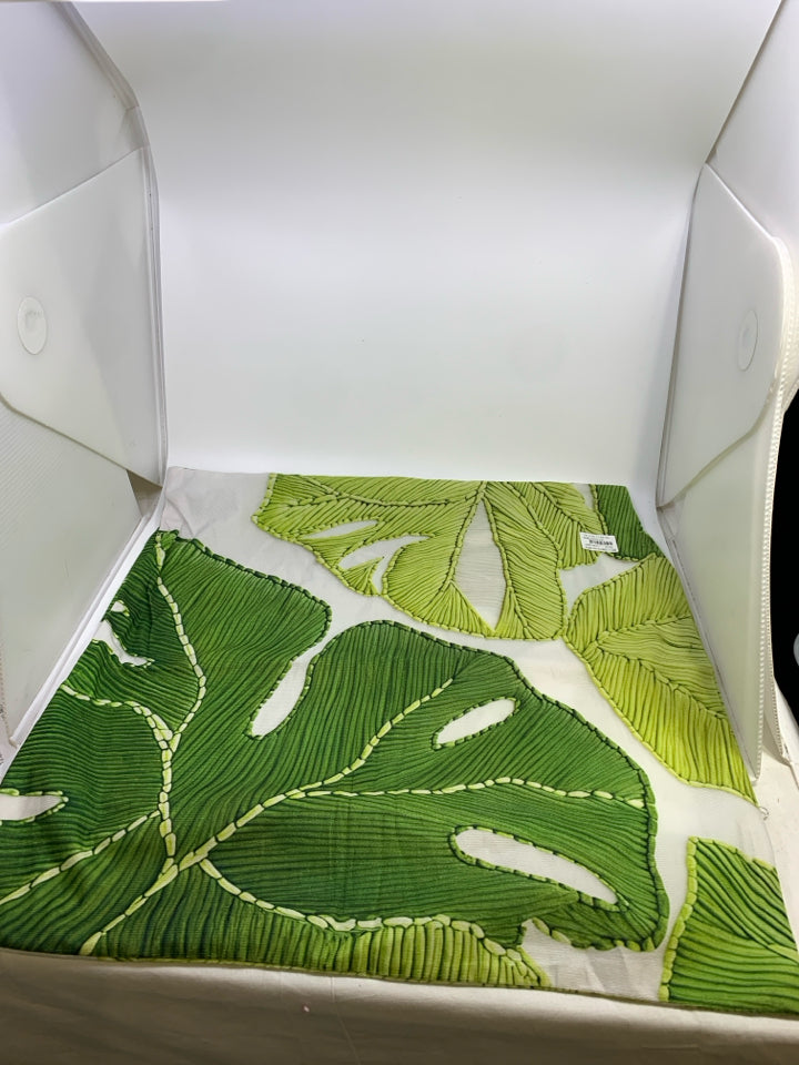 LARGE PILLOW CASE W/PLANT&LEAF DESIGN.