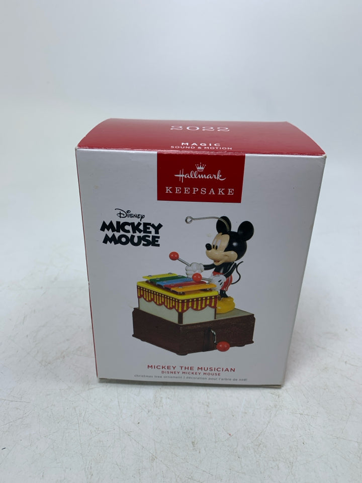 IN BOX DISNEY MICKEY THE MUSICIAN HALLMARK ORNAMENT.