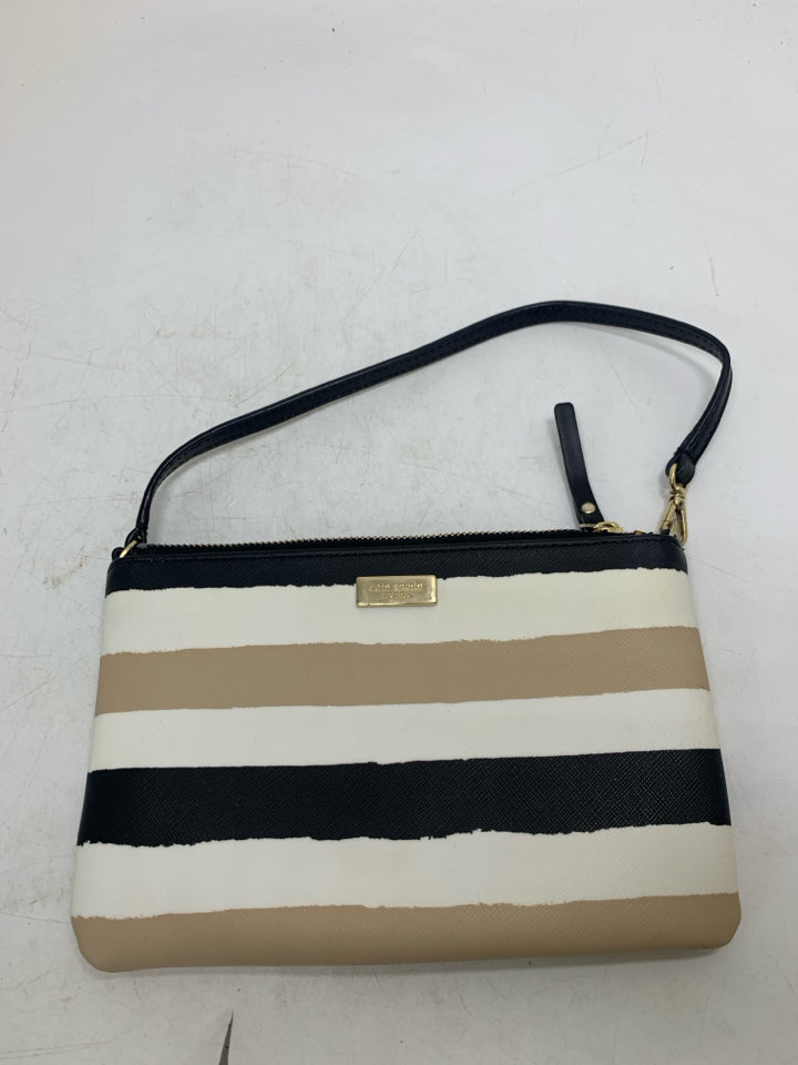 Tan White Black Wristlet