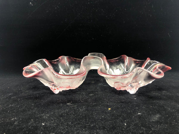 WAVY FLORAL SHAPED 2 DISH BOWL.