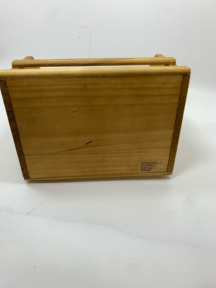 WOODEN BEER CADDY W BEER OPENER.