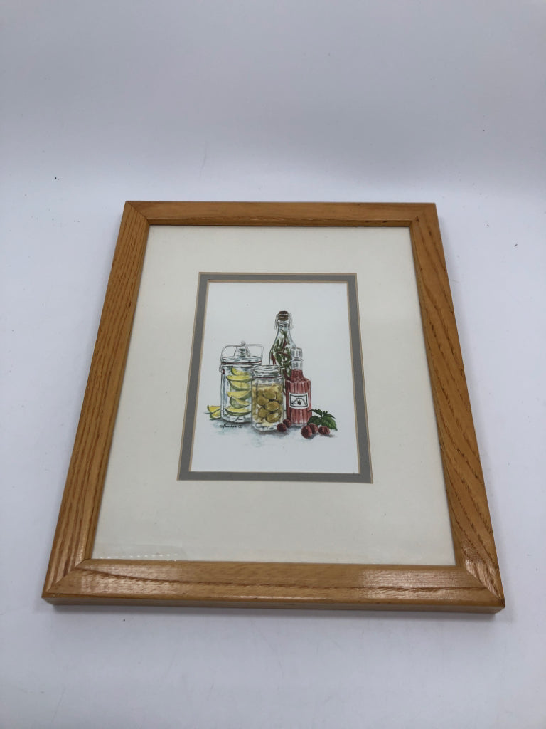 FRAMED WATER-COLOR GARNISH STILL-LIFE.