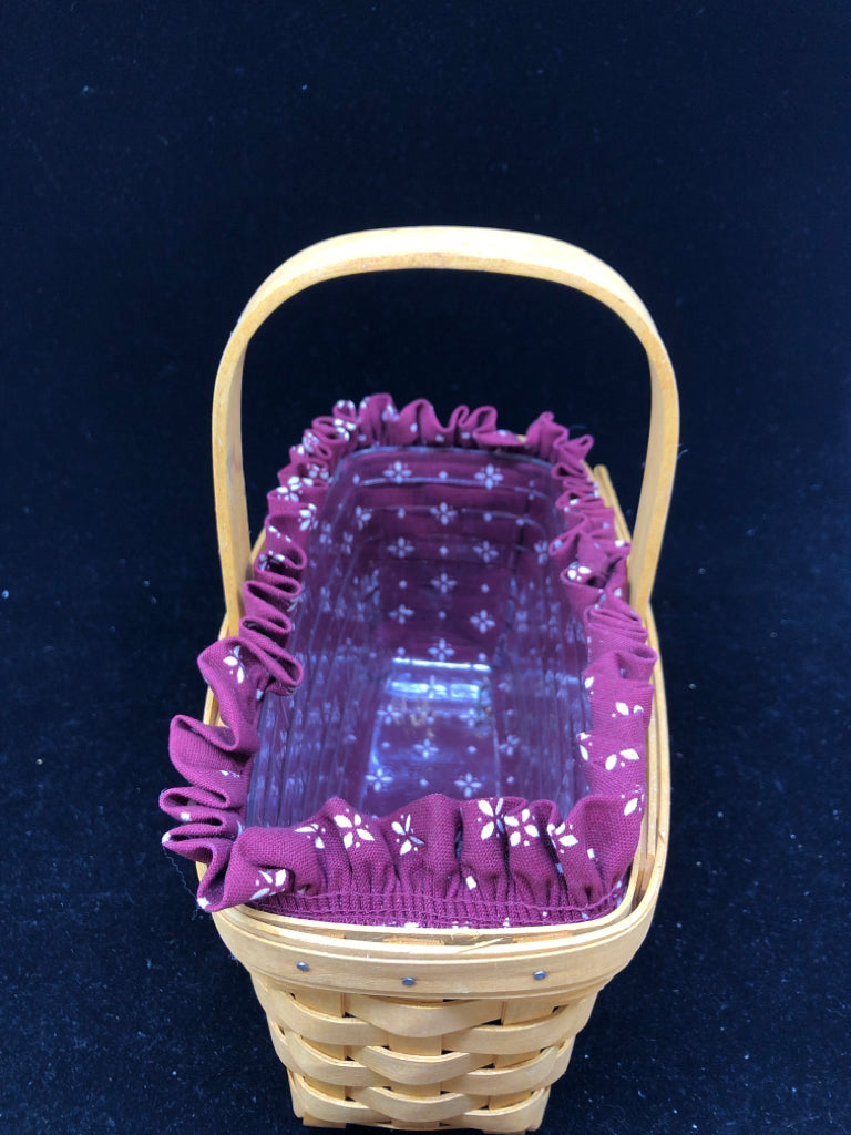 1999 BASKET W SINGLE HANDLE, MAROON LINER + PROTECTOR.