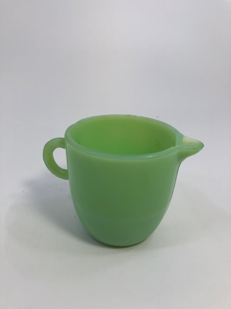 VTG JADEITE MILK GLASS CREAMER.