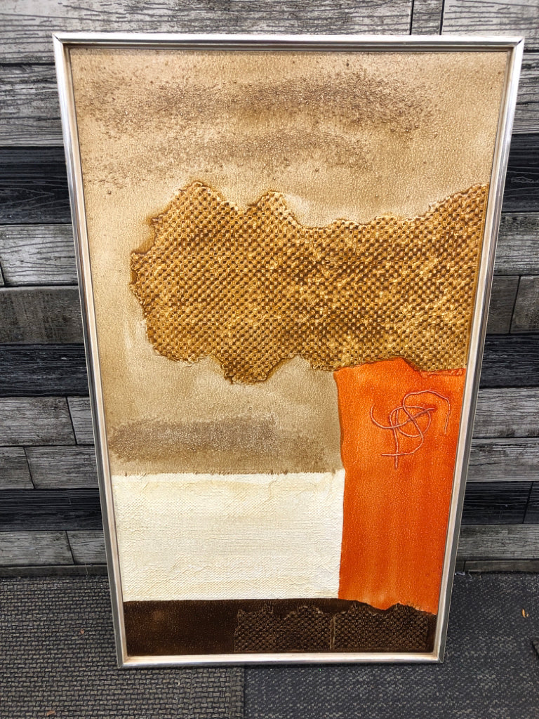 ORANGE AND BROWN ABSTRACT WALL ART.