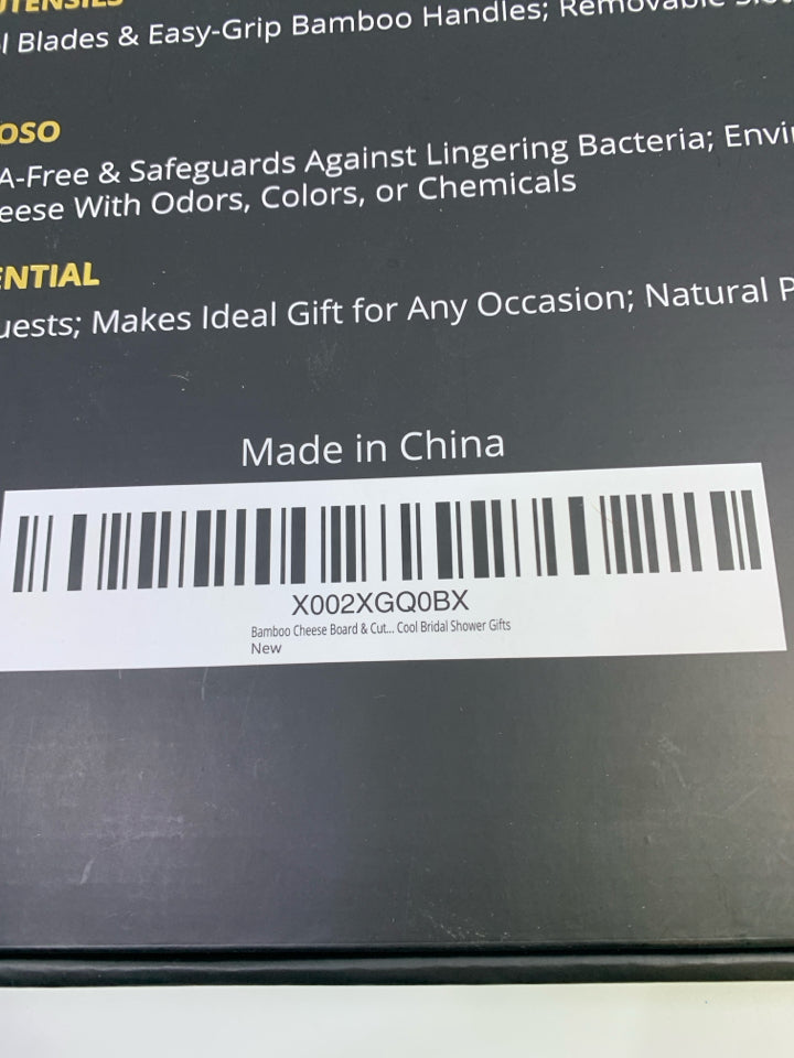 NIB BAMBOO CHEESE BOARD & CUTLERY SET 1 ELEGANT.