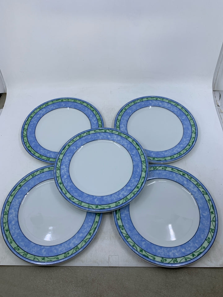 5 PORCELAIN DESSERT PLATES.