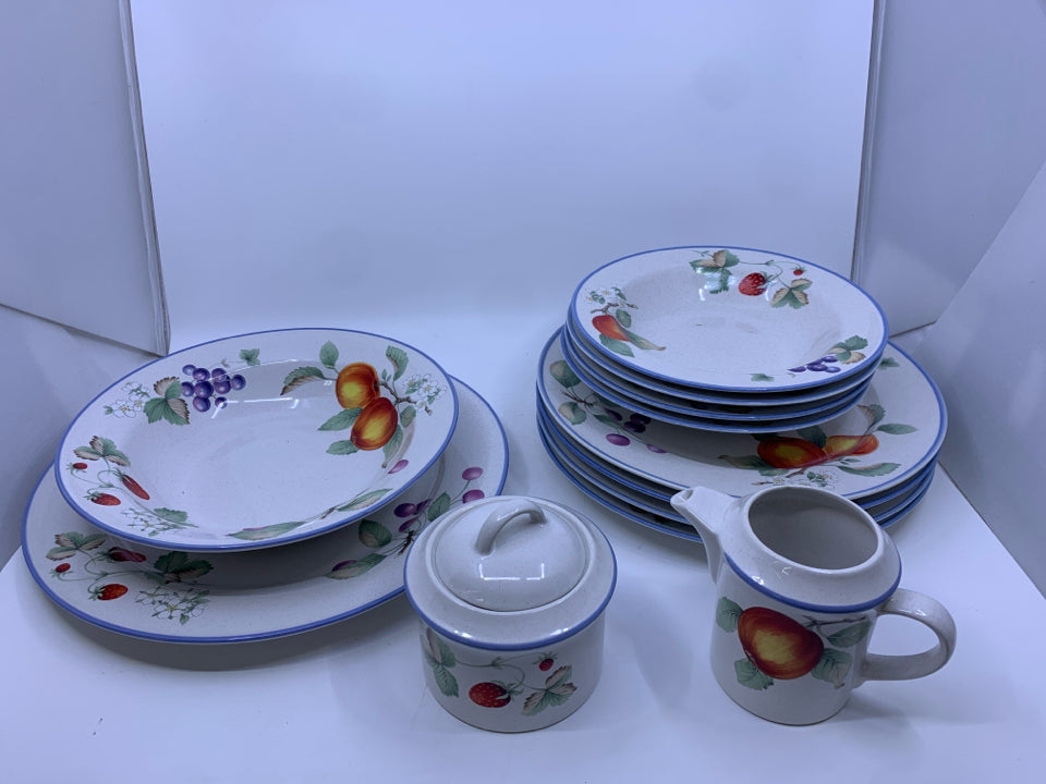 12 PC SVC OF 4 SAVIOR VIVRE DISH SET W/ FRUIT.