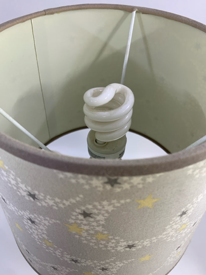 STAR & MOON LAMP W/STARS ON LAMPSHADE.