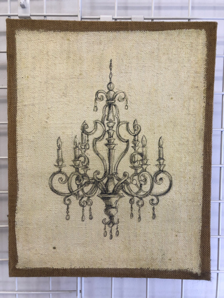 BURLAP CHANDELIER WALL HANGING.