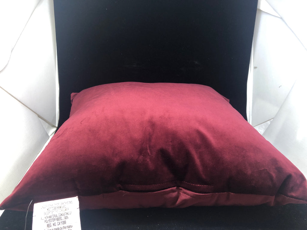 MAROON RED SQUARE PILLOW.
