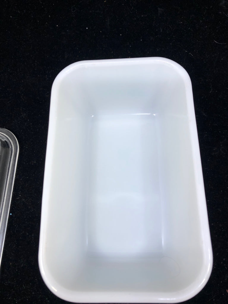 VTG PRYEX RECTANGLE AMISH BUTTERPRINT FRIDGE DISH W LID.