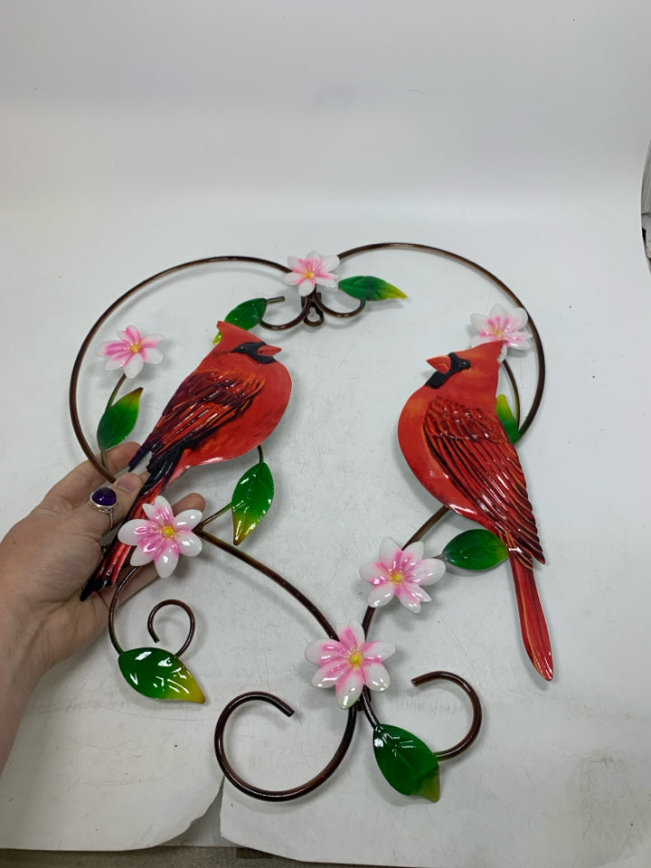 HEART SHAPED DOUBLE CARDINAL WALL HANGING.