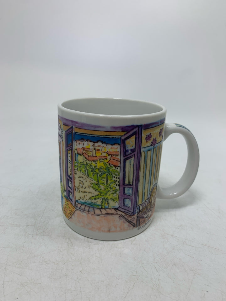 WINDOW SCENE OUT LOOKING BEACH MUG.