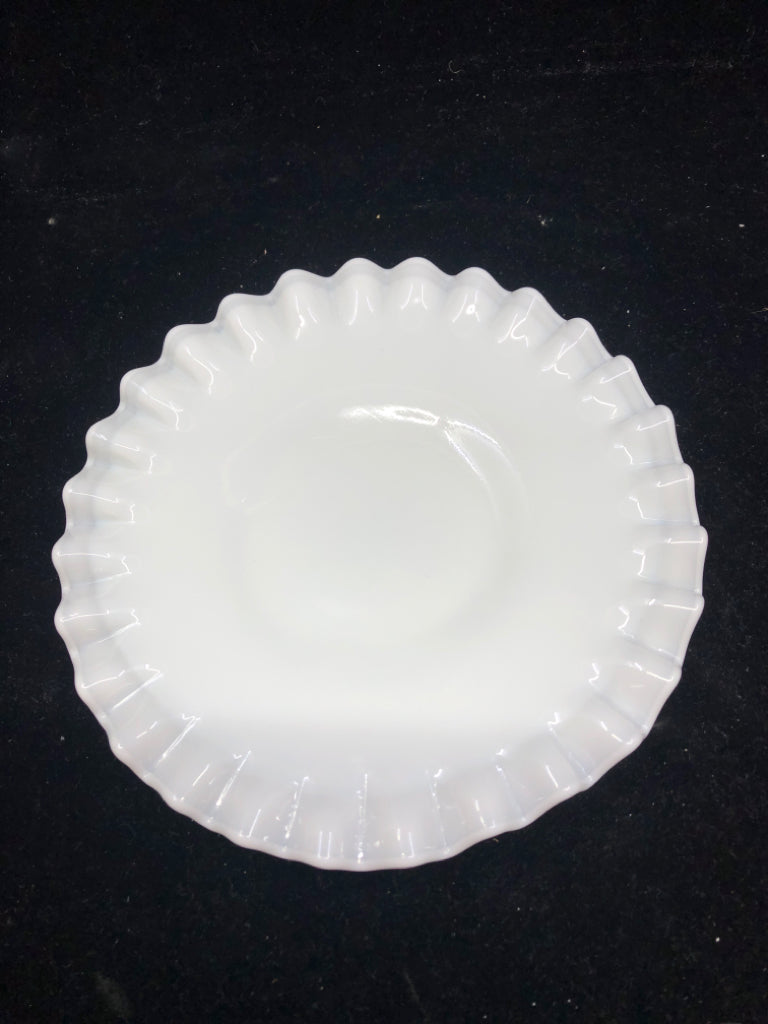 VTG FENTON RUFFLED EDGE CANDLE PLATE.