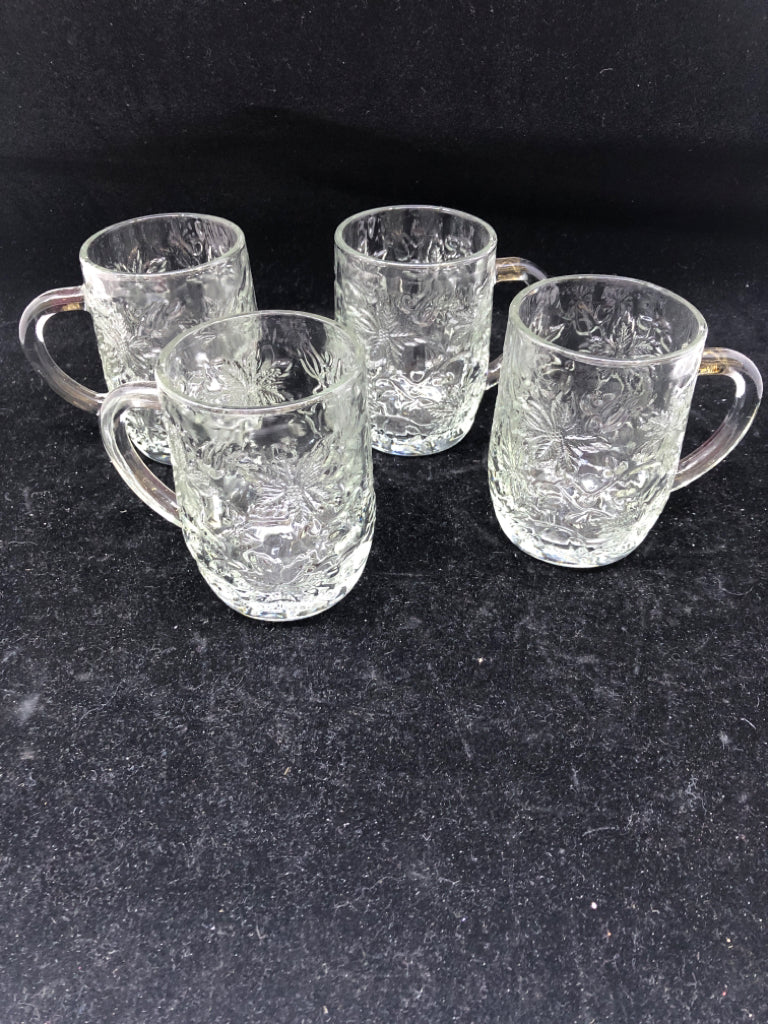 4 GLASS COFFEE CUPS FANTASIA PRINCESS HOUSE.