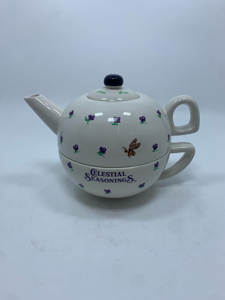CELESTIAL SEASONINGS TEA FOR ONE TEAPOT/MUG SET.