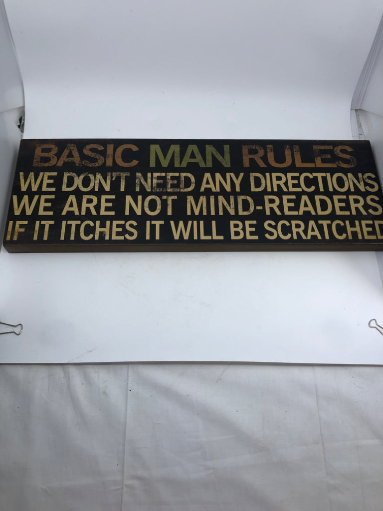 BASIC MAN RULES WALL ART.