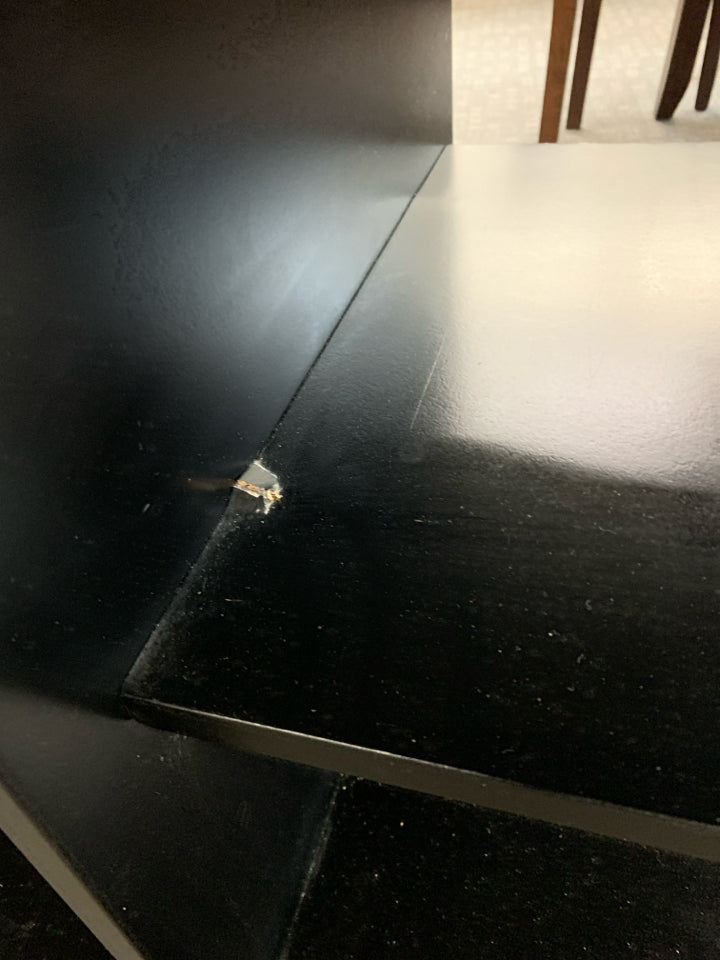 BLACK LEGS W/ MIKA GRANITE COUNTER ISLAND W/ 2 ALL THE WAY THROUGH DRAWERS/ SHEL