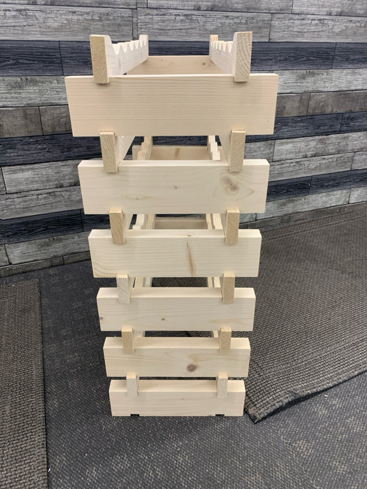 3PC LIGHT WOOD WINE RACK.