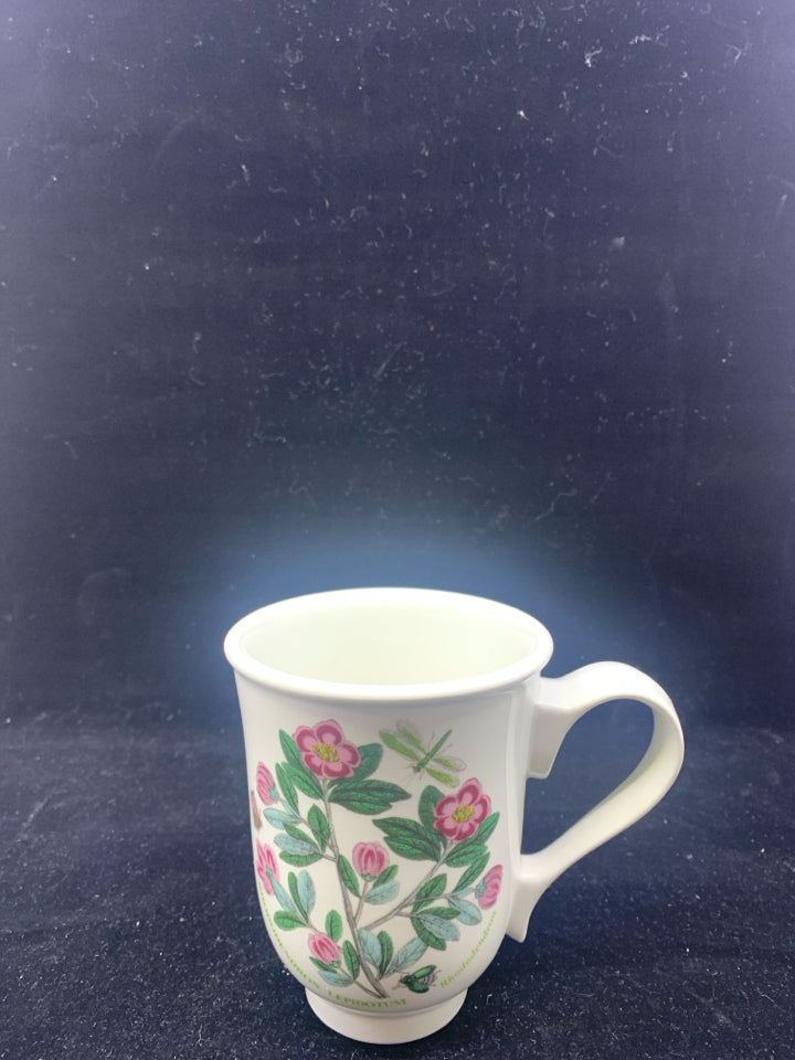 MUG W/ PINK FLOWERS/BLUE BUTTERFLY.