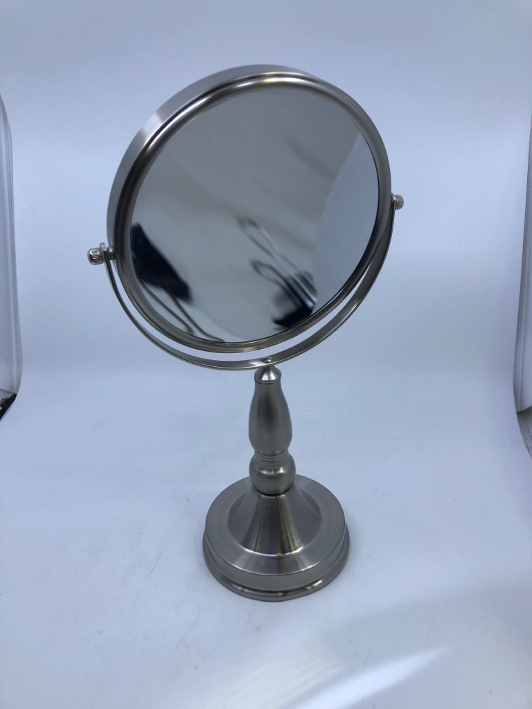 SILVER VANITY MIRROR.