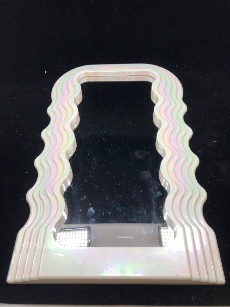 IRIDESCENT WAVY PLASTIC MIRROR.