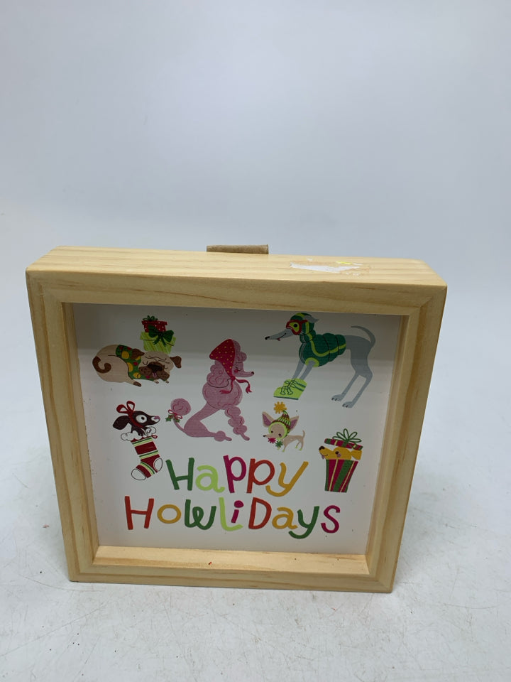 SMALL HAPPY HOLIDAYS DOGS FRAME.