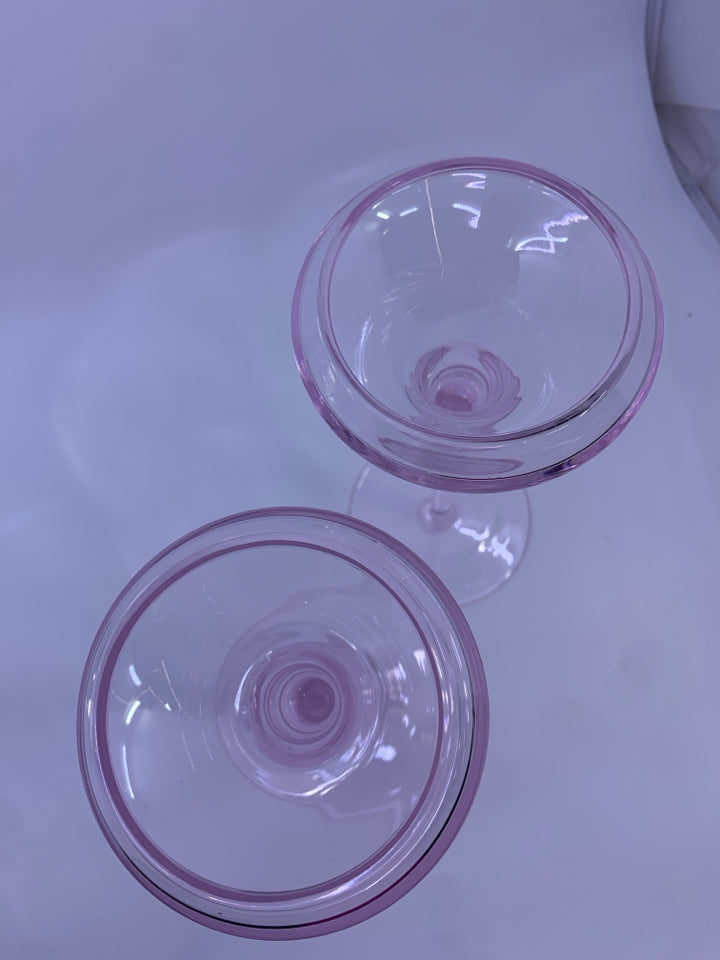 2-PALE PINK TAPER CANDLE HOLDERS.