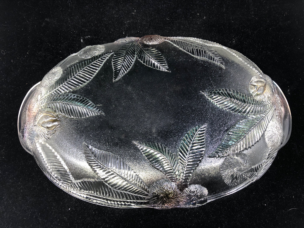 FLORAL GLASS SERVING PLATTER.