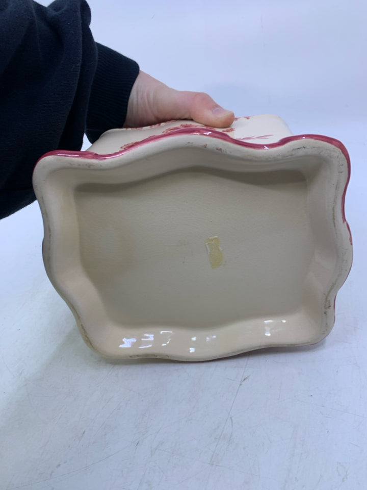 IVORY & FLORAL SQUARE TEAPOT.