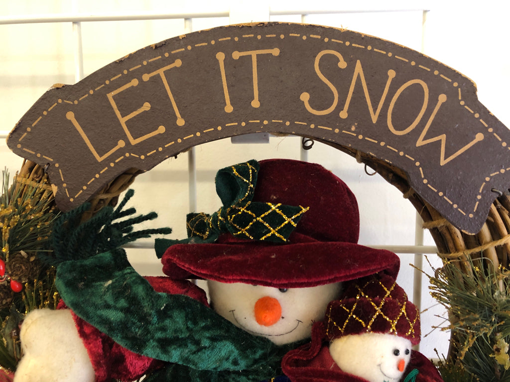 SNOWMAN "LET IT SNOW" WREATH.
