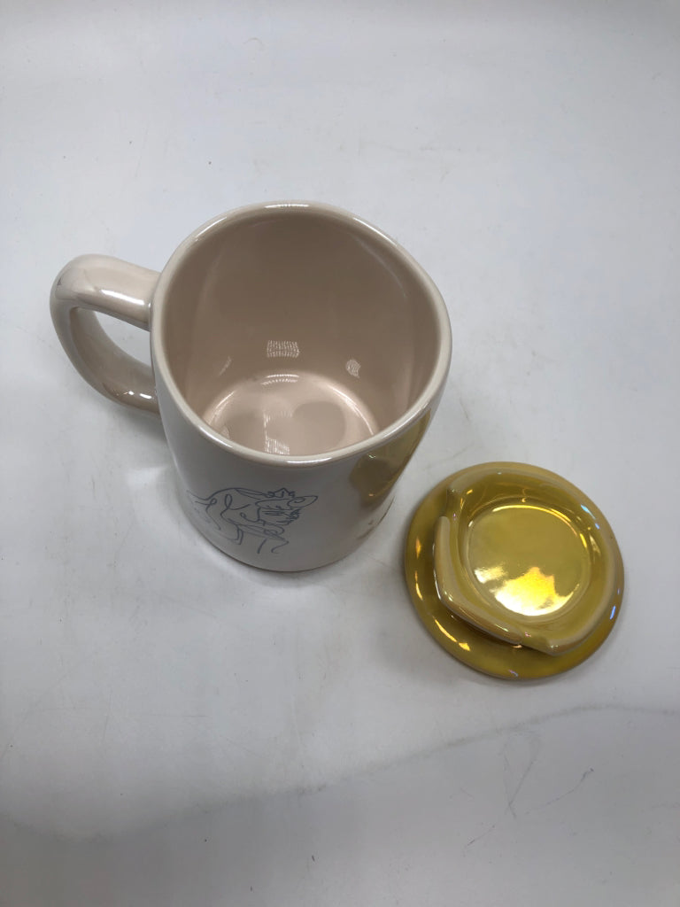 2PC RAE DUNN SLEEPING BEAUTY MUG W/CROWN.