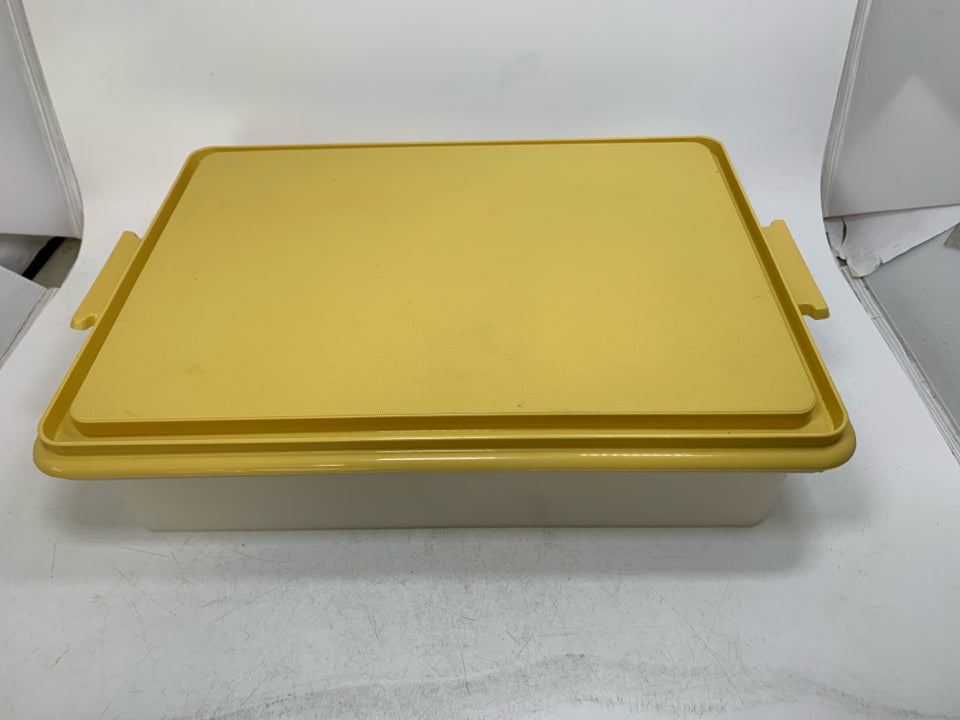 VTG LARGE CONTAINER W/ YELLOW LID.