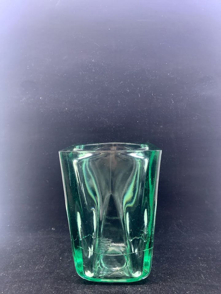 SQUARE THICK GLASS VASE.