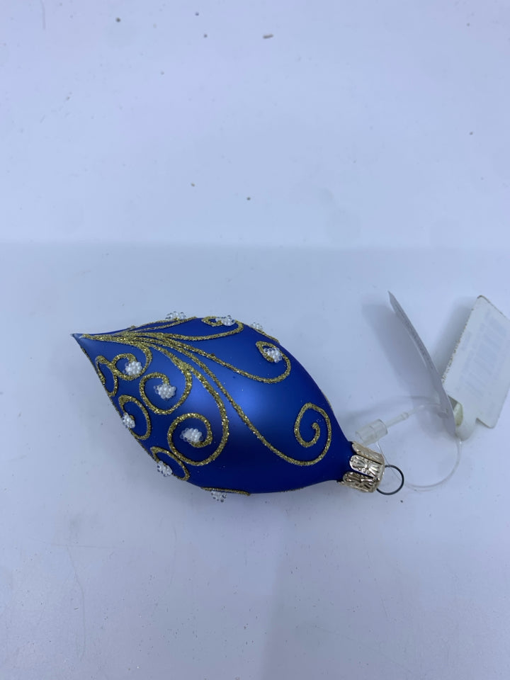 BLUE GLASS ORNAMENT.