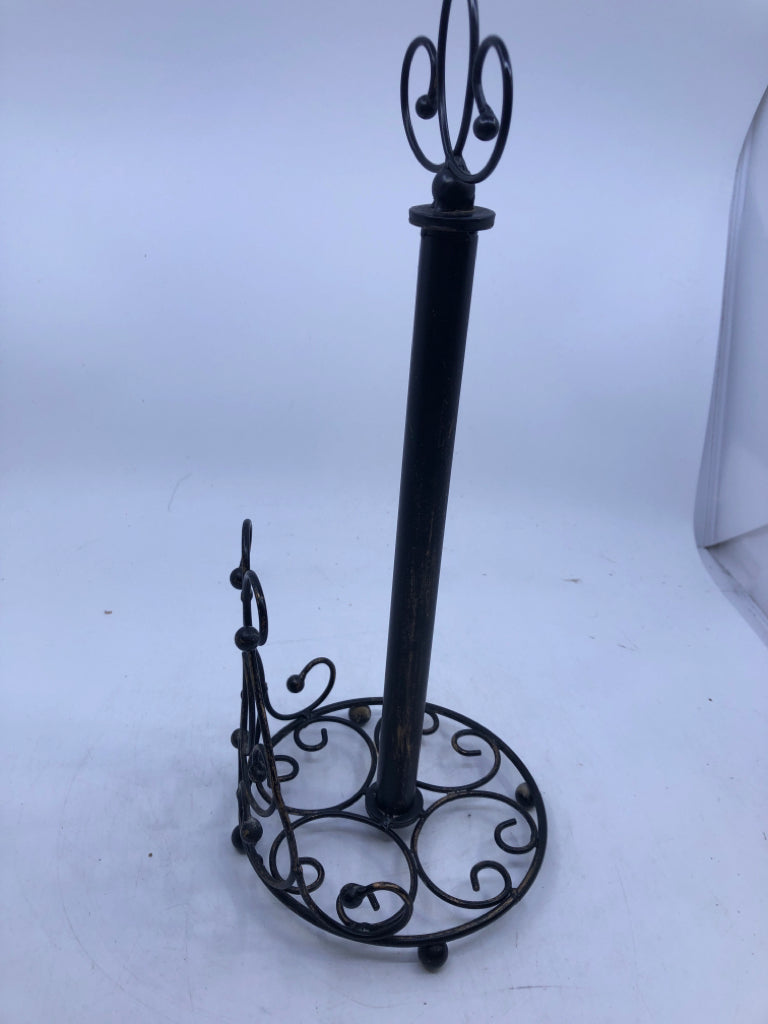 BLACK SCROLL PAPER TOWEL HOLDER.