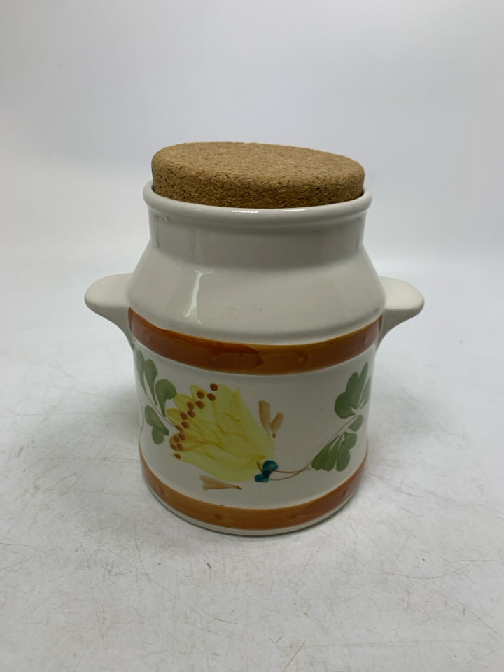 FLORAL CANISTER W/ CONVERSIONS CORK LID.