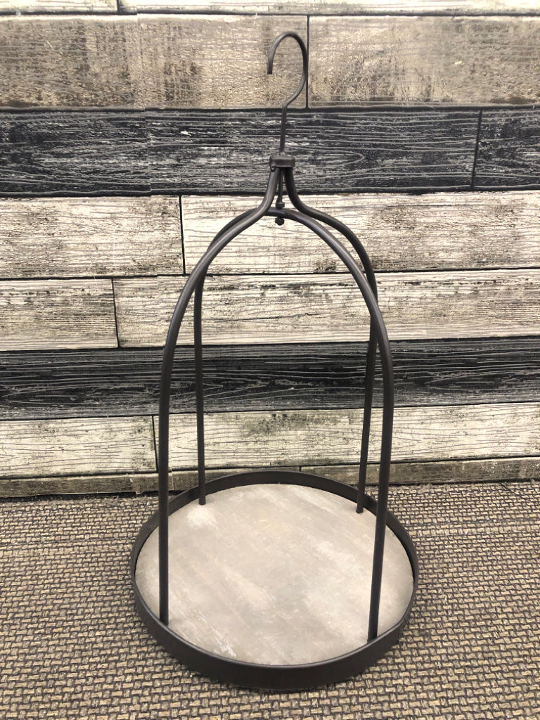 METAL DOME W/ WOOD BOTTOM HANGING DISPLAY.