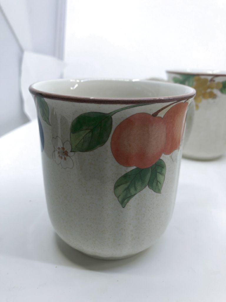 4 MIKASA FRUIT PANORAMA PATTERN MUGS.